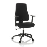 Siège de bureau de qualité professionnelle MATHES noir avec accoudoirs et base à cinq roulettes de hjh OFFICE – vue à 360° (vue de face 15°)