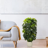 Plante artificielle verte Schefflera 2 dans un pot blanc simple de hjh OFFICE