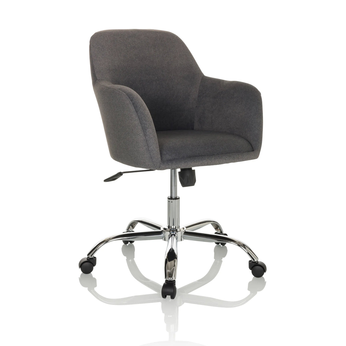 Siège de bureau à domicile SOLAO 300 gris foncé avec rembourrage et base à cinq roulettes de hjh OFFICE – vue à 360° (vue de trois quarts avant 30°)