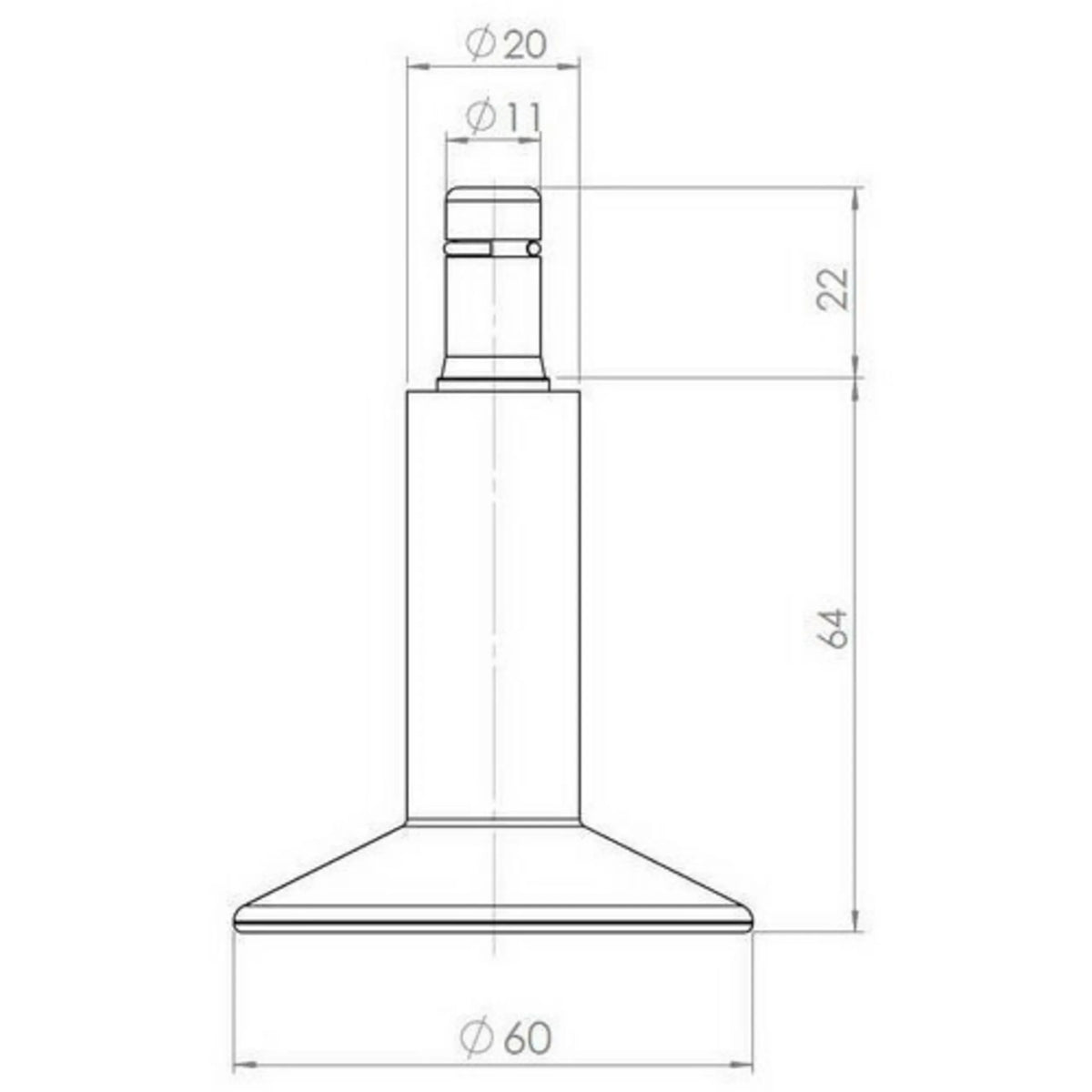 Dessin technique du patin de chaise 5 x STAND Nr. 12 avec un diamètre de 60 mm de hjh OFFICE