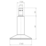 Dessin technique du patin de chaise 5 x STAND Nr. 12 avec un diamètre de 60 mm de hjh OFFICE