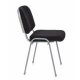 Chaise à quatre pieds XT 600 S noire avec structure argentée de hjh OFFICE – vue à 360° (vue de profil 80°)