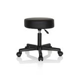Tabouret pivotant noir OPERATOR I avec assise rembourrée et piètement à cinq roulettes de hjh OFFICE – vue à 360° (vue de trois quarts avant 40°)