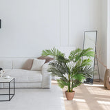 Plante artificielle verte ARECA II dans un cache-pot marron de hjh OFFICE