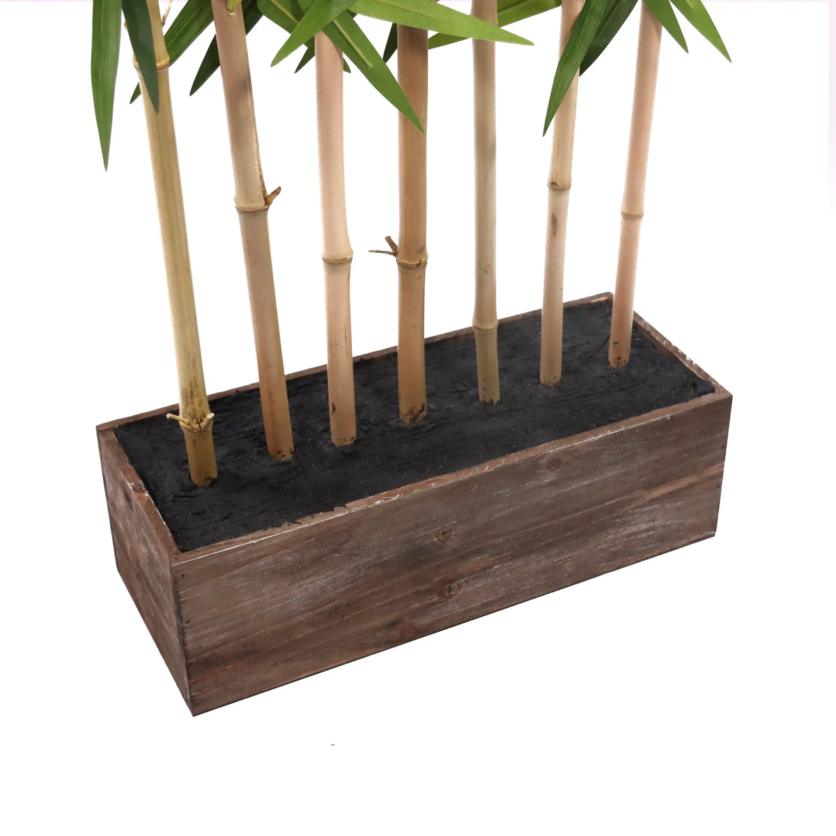 Plante artificielle BAMBUS I de hjh OFFICE dans un cache-pot effet bois avec six tiges de bambou