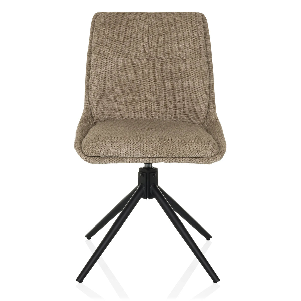 Chaise rembourrée beige TARVISO I avec piètement quatre étoiles noir de hjh LIVING – vue à 360° (vue de face 0°)