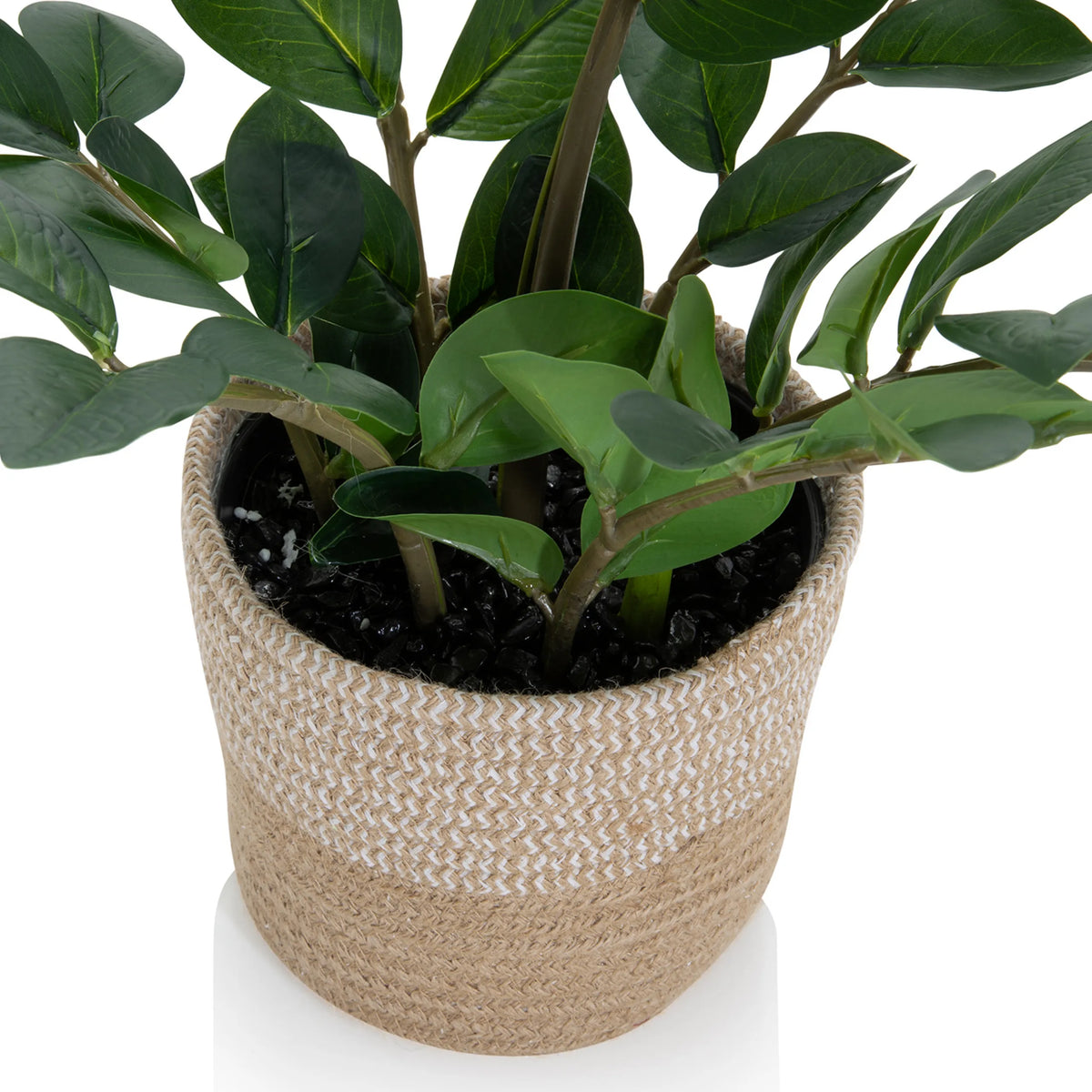 Cache-pot tressé de la Plante artificielle ZAMIE en vert de hjh OFFICE
