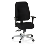 Siège de bureau de qualité professionnelle ZENIT COMFORT noir avec accoudoirs et piètement à cinq roulettes de hjh OFFICE – vue à 360° (vue de face 20°)