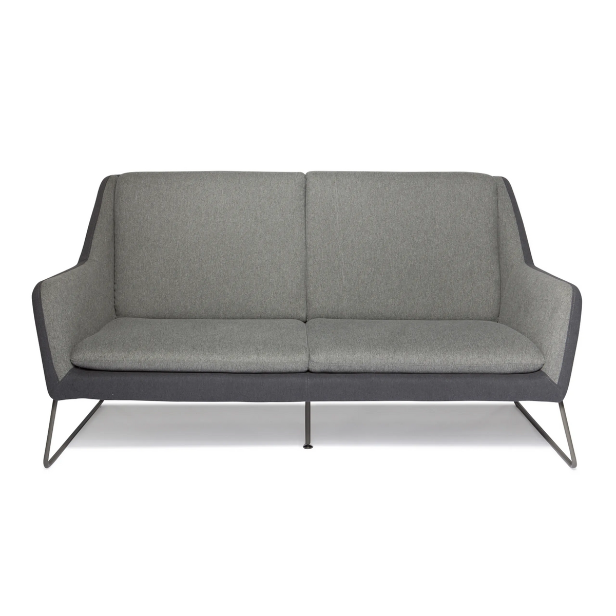 Canapé lounge LAGUN gris clair avec des accents gris foncé et des pieds métalliques fins de hjh OFFICE – vue à 360° (vue de face 0°)
