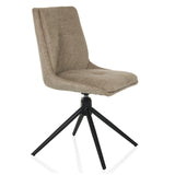 Chaise rembourrée beige TARVISO I avec piètement quatre étoiles noir de hjh LIVING – vue à 360° (vue de trois quarts avant 45°)