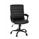 Siège de direction pour bureau à domicile ERGOSMOOTH BIG noir, capitonné, sur base à cinq roulettes de hjh OFFICE – vue à 360° (vue de face 20°)