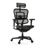 Siège de direction de luxe ERGOHUMAN SIGNATURE GEN2 noir, dossier maille, appui-tête et base 5 roulettes de hjh OFFICE – vue à 360° (vue de face 15°)