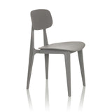Chaise d'extérieur grise ARTIFO HOL avec dossier et assise perforés de hjh OFFICE – vue à 360° (vue de trois quarts avant 60°)