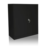Armoire de classement COLOR AS 105 noire avec deux portes et une poignée argentée de hjh OFFICE – vue à 360° (vue de trois quarts avant 30°)