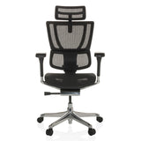 Siège de direction de luxe ERGOHUMAN SLIM GEN2 noir avec dossier en maille, accoudoirs et base à cinq roulettes de hjh OFFICE – vue à 360° (vue de face 0°)