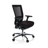 Siège de bureau haut de gamme NOVA PRO ALU noir avec dossier en maille et base à cinq roulettes de hjh OFFICE – vue à 360° (vue de trois quarts avant 60°)
