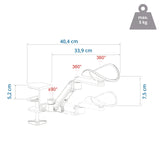 Dessin technique de l'Accoudoir RELEX RT1 avec une longueur de 40,4 cm et une charge maximale de 5 kg de hjh OFFICE