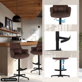 Tabouret de bar SOLAO LIFE HIGH marron avec vérin à gaz, repose-pieds et fonction pivotante à 360 degrés de hjh LIVING (image générée par IA)