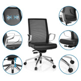Siège de bureau de qualité professionnelle PROVIDER NET en noir avec dossier en maille, accoudoirs et pied réglable en hauteur de hjh OFFICE
