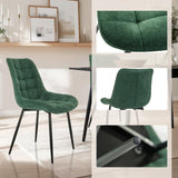 Chaise de salle à manger ELARIS couleur pétrole avec rembourrage capitonné et pieds noirs, incluant des vues détaillées de hjh LIVING