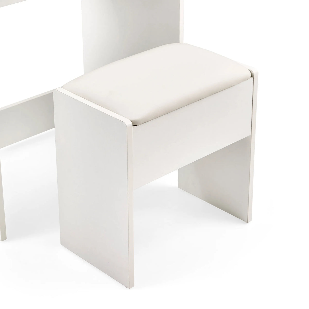 Tabouret blanc avec assise rembourrée du Miroir de Maquillage Glamdesk de hjh LIVING