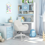 Chaise pivotante pour enfants KID TEDDY I blanche avec pied en étoile et roulettes à un bureau blanc de hjh OFFICE
