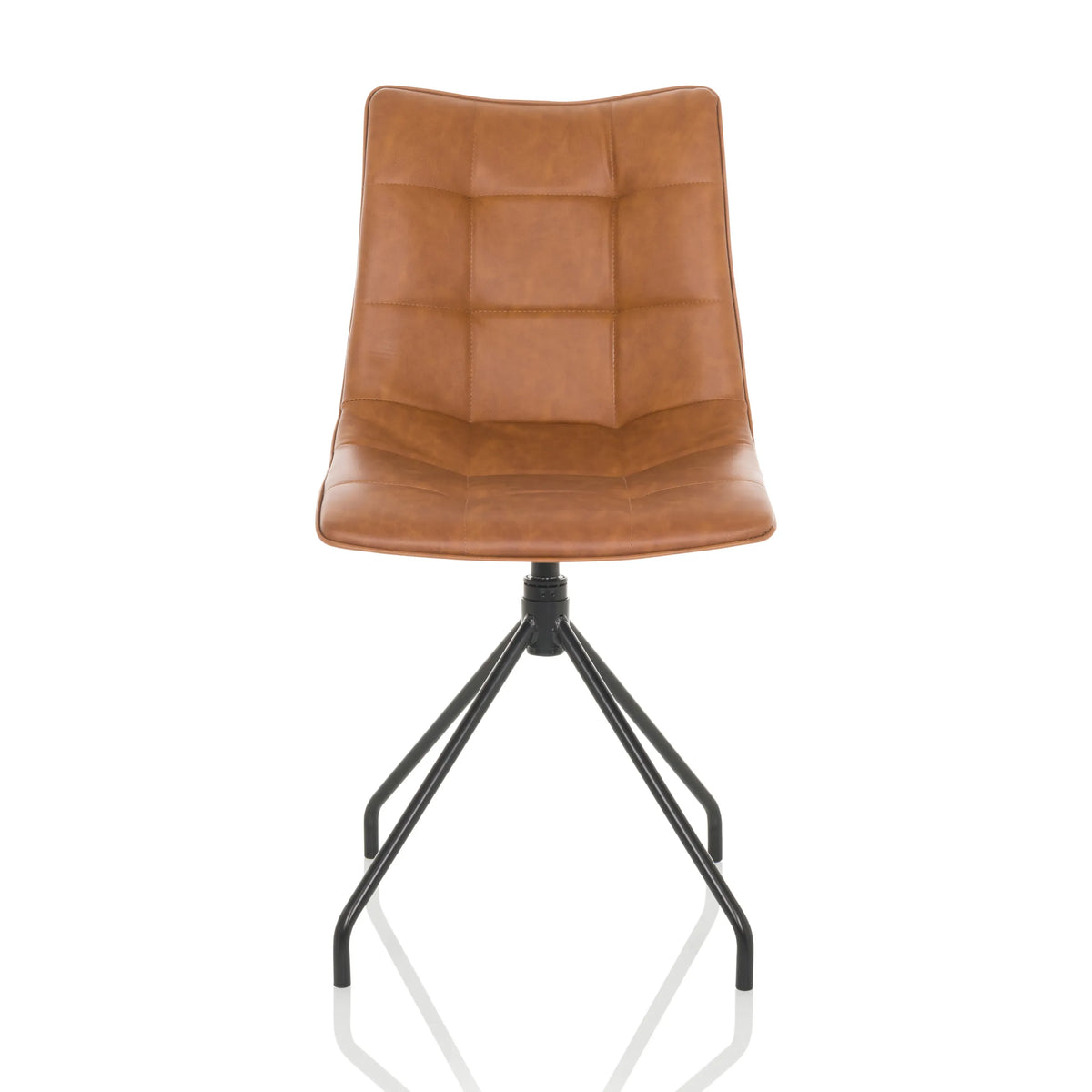 Chaise rembourrée marron TARVISO PU avec surpiqûres et structure à quatre pieds de hjh OFFICE – vue à 360° (vue de face 0°)