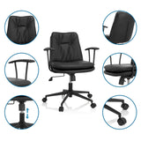 Siège de bureau à domicile SMALLO noir avec vues détaillées du dossier, des accoudoirs et des roulettes de hjh OFFICE