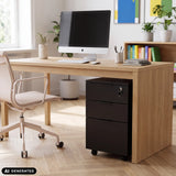 Caisson sur roulettes DAVIK noir avec trois tiroirs et serrure de hjh OFFICE