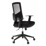 Siège de bureau de qualité professionnelle LAVITA noir avec dossier en maille et base à cinq roulettes de hjh OFFICE – vue à 360° (vue de trois quarts avant 60°)
