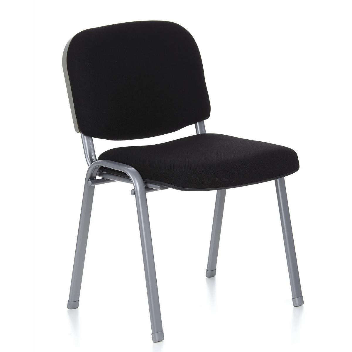 Chaise à quatre pieds XT 600 S noire avec structure argentée de hjh OFFICE – vue à 360° (vue de trois quarts avant 40°)
