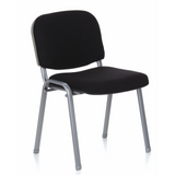 Chaise à quatre pieds XT 600 S noire avec structure argentée de hjh OFFICE – vue à 360° (vue de trois quarts avant 40°)