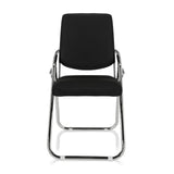 Chaise pliante ESTO noire avec revêtement en tissu et cadre chromé de hjh OFFICE – vue à 360° (vue de face 0°)