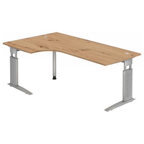 Höhenverstellbarer Schreibtisch UNDA 82 S in Asteiche mit silbernem Gestell von hjh OFFICE PRO