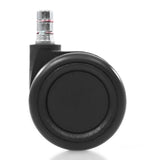 Roulettes 5x ROLO COLOR 60 11mm/60mm noires pour sols durs avec goupille de fixation métallique de hjh OFFICE – vue à 360° (vue de trois quarts arrière 240°)
