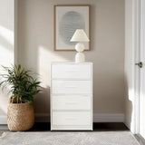 Commode blanche ESTORIA avec quatre tiroirs et des poignées simples de hjh LIVING