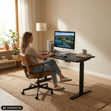 Bureau réglable en hauteur électriquement STAND CARBON en noir de hjh OFFICE (image générée par IA)