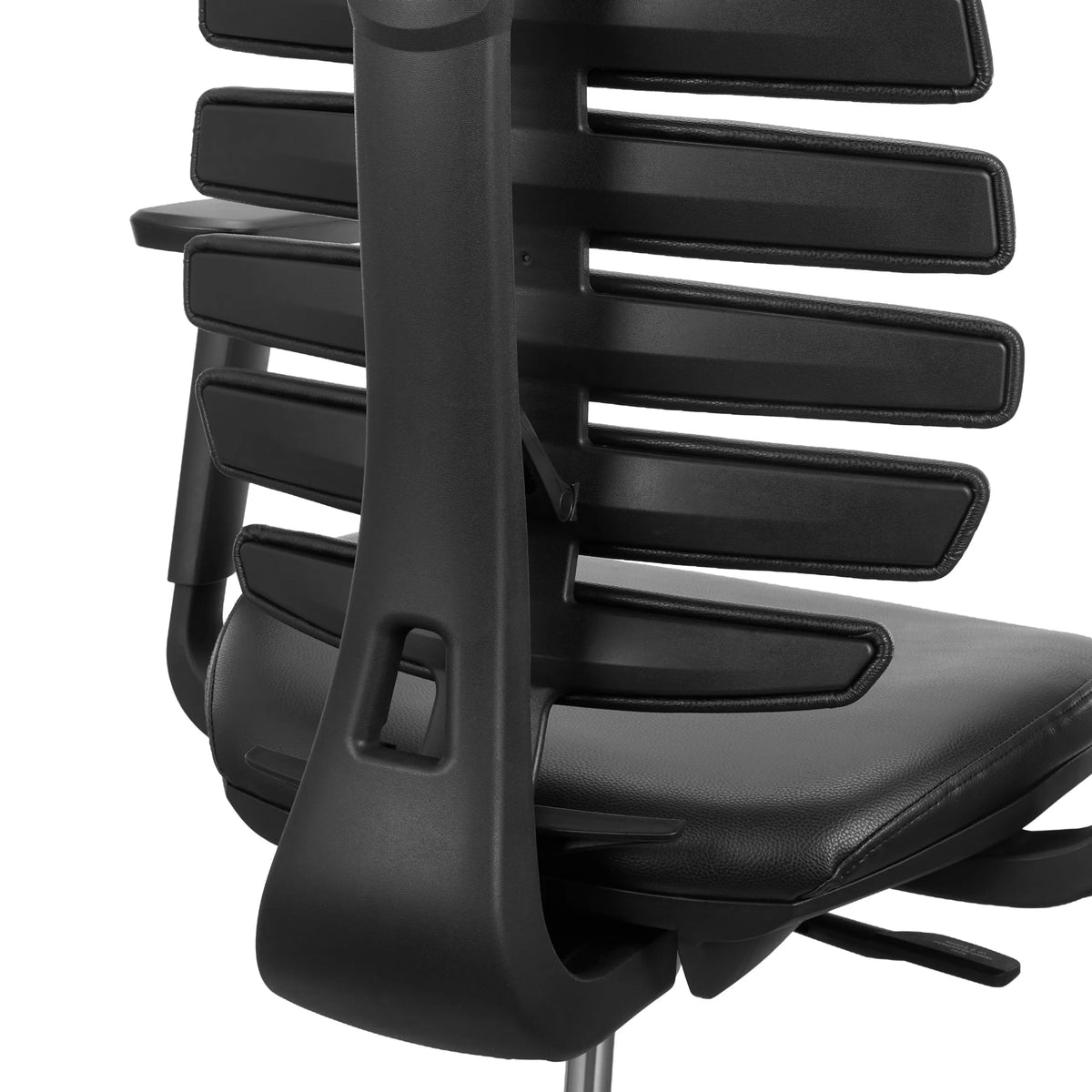 Arrière du dossier avec traverses horizontales de la chaise de comptoir ERGO LINE II WORK en noir de hjh OFFICE