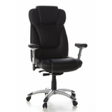 Siège de direction professionnelle EMBASSY 200 L noir avec accoudoirs et base argentée à cinq roulettes de hjh OFFICE – vue à 360° (vue de face 20°)