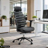 Siège de bureau de qualité professionnelle ERGO LINE II PRO noir en cuir avec dossier segmenté de hjh OFFICE (image générée par IA)