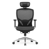 Siège de bureau haut de gamme VENUS ONE noir avec dossier en maille et base à cinq roulettes de hjh OFFICE – vue à 360° (vue de face 0°)