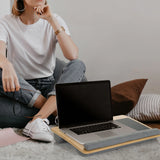 Support pour ordinateur portable COMFILAP gris avec coussin en bois intégré de hjh OFFICE