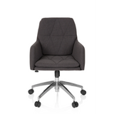 Siège de bureau à domicile SHAKE 350 gris foncé avec motif surpiqué et base à cinq roulettes de hjh OFFICE – vue à 360° (vue de face 0°)