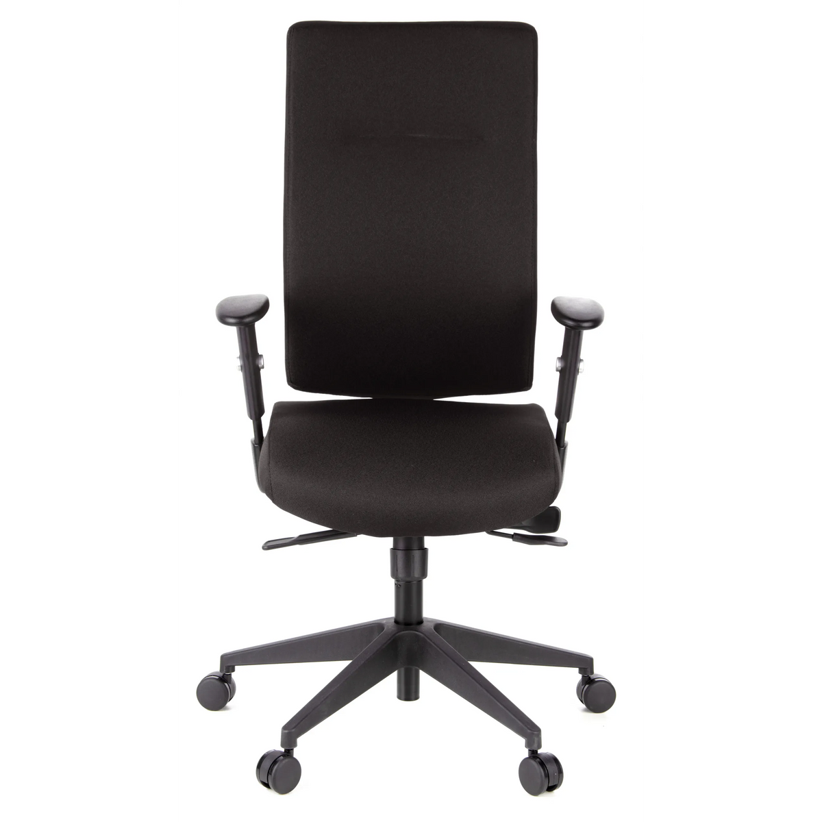 Siège de bureau de qualité professionnelle PRO-TEC 300 noir avec accoudoirs et base à cinq roulettes de hjh OFFICE – vue à 360° (vue de face 0°)