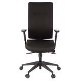 Siège de bureau de qualité professionnelle PRO-TEC 300 noir avec accoudoirs et base à cinq roulettes de hjh OFFICE – vue à 360° (vue de face 0°)