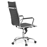 Siège de direction de qualité professionnelle VEMONA 20 noir, surpiqûres, accoudoirs et base à roulettes de hjh OFFICE – vue à 360° (vue de trois quarts arrière 120°)