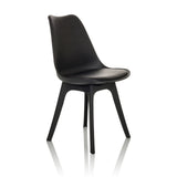 Chaise à coque SCANDI P noire avec quatre pieds de hjh OFFICE – vue à 360° (vue de trois quarts avant 45°)
