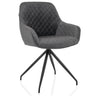 Chaise rembourrée grise ELVERUM avec surface capitonnée et piétement noir à quatre pieds de hjh LIVING