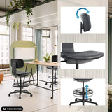Chaise de comptoir TOP WORK B noire avec repose-pieds et réglage de la hauteur de hjh OFFICE (image générée par IA)