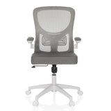 Siège de bureau à domicile BELIO W gris avec dossier en maille et piètement blanc à cinq roulettes de hjh OFFICE – vue à 360° (vue de face 0°)